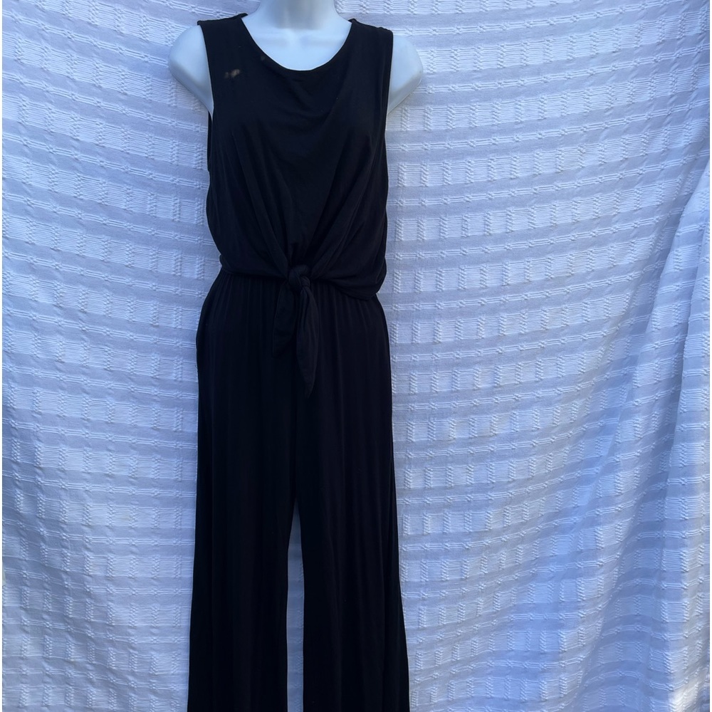 Sleeveless Black Tie-Front Jumpsuit